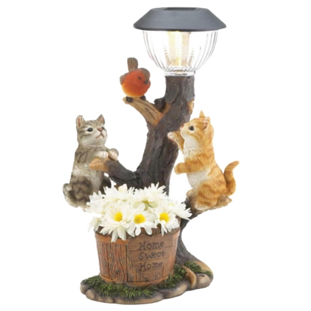 Desktop Ornament Cat Rabbit Solar Garden Resin Crafts Animal Statue Decoration for Home and Garden Appeal