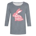 thumbnail image 4 of RKSTN Hauts pour Femmes Pâques Mignon Lapin Imprimé Coupe Ample Hauts Col Rond Manches 3/4 Printemps Été Blouse Douce, 4 of 4