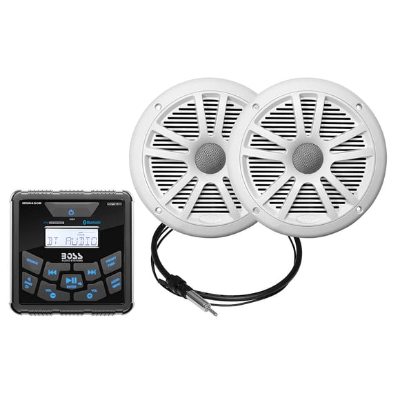 BOSS Audio 450-Watt Bluetooth Marine Gauge Receiver and 6.5-Inch Speaker Package