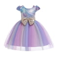 thumbnail image 1 of B91xZ Robe à Volants pour Filles, Robe Décontractée pour Filles à Manches Volantées Plissées, Robe Unie, Violet 5-6 Ans, 1 of 5