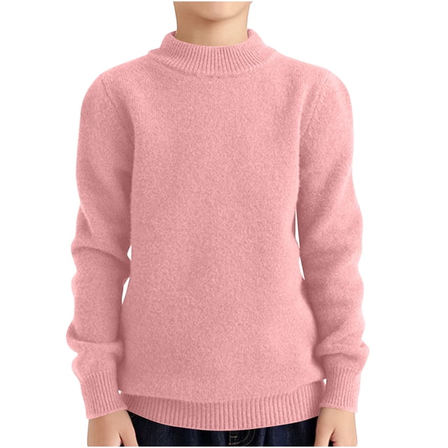 Posijego 4-18 Years Girls Boys Sweaters Crew Neck Solid Color Long Sleeve Knit Pullover Tops Fall Winter Clothes