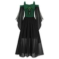 thumbnail image 3 of iiniim Robe de Sorcière Gothique Renaissance pour Filles Déguisement d'Halloween Manches Papillon Corset Victorien Costumes Vert 10, 3 of 7