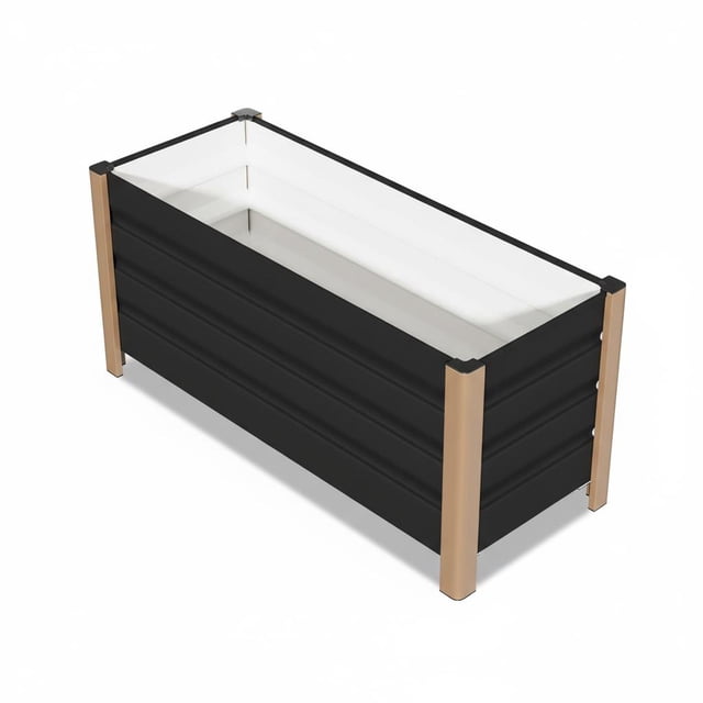Jardinière Surélevée en Aluminium Résistante aux Intempéries – Rectangle Profond, Coins Arrondis Sécuritaires, Trous de Drainage – Parfaite pour Patio, Balcon, Cour, Fleurs et Légumes – Taille : 100x40x45 cm, Couleur : Gris