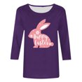 thumbnail image 4 of RKSTN Womens Tops Easter Cute Bunny Printed Loose Fit Tops Round Neck 3/4 Sleeve Spring Summer Soft Blouse Tops, 4 of 4