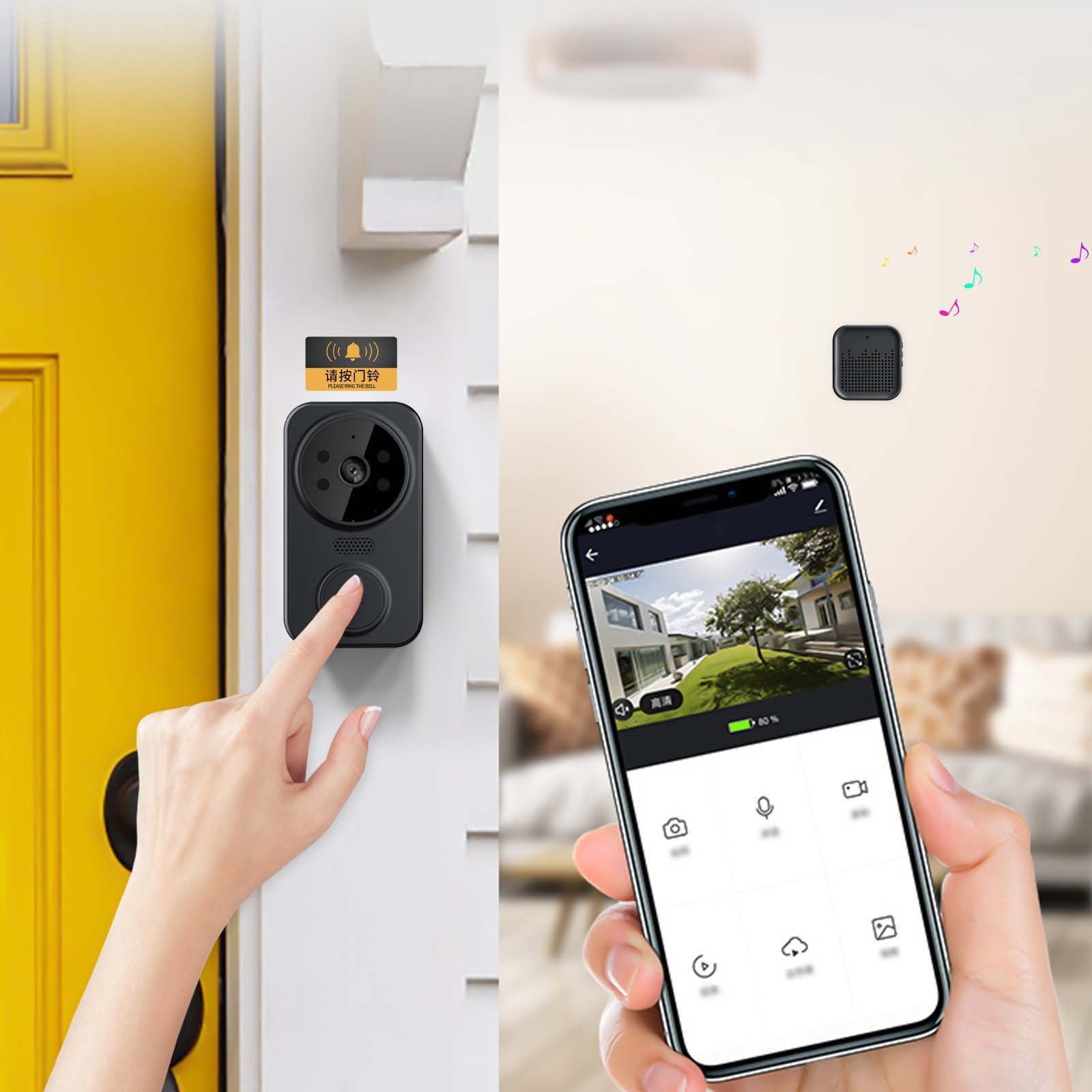 Kieccall WiFi Wireless Video Doorbell Battery Powered Two Way Audio IR Night Vision for Home Security Monitoring