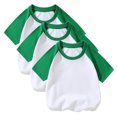 thumbnail image 1 of Besolor Lot de 3 T-Shirts Raglan d'Été pour Enfants Filles Garçons à Blocs de Couleur Col Ras du Cou Manches Courtes Décontractés Basiques Hauts Tees, 1 of 5