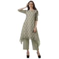 thumbnail image 2 of Moomaya Ensemble Kurti Kurta Pantalon pour Femmes Col Bateau Imprimé Robe 2 Pcs Tenue Ethnique, 2 of 6