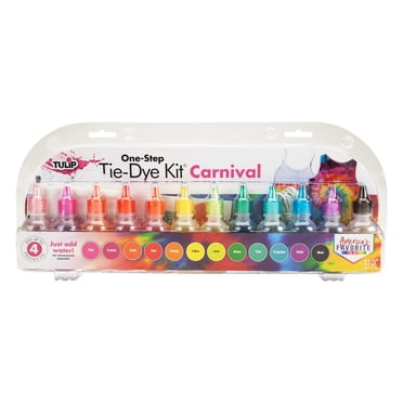 Kit Tie-Dye One-Step 12 couleurs Carnival Tulip, Activité amusante, Cadeau d’anniversaire, Mode créative, Teinture permanente et éclatante pour vêtements, Embouts de précision, Nettoyage facile