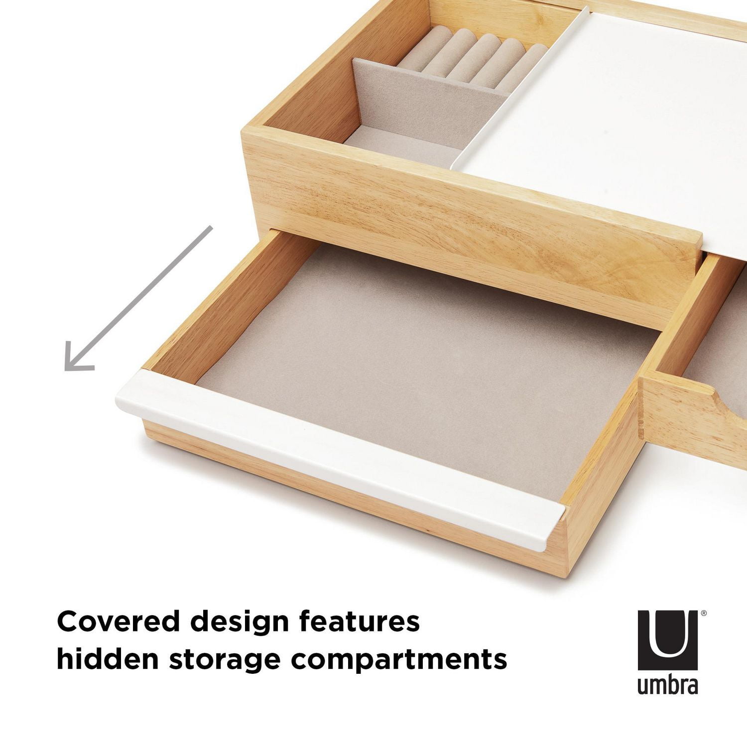 Umbra Stowit Jewelry Box,White/Natural