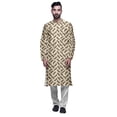 thumbnail image 1 of Atasi Printed Long Kurta For Men With White Churidar Pyjama Set Traditional Wear, 1 of 1