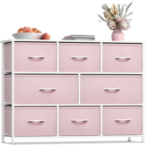 Sorbus Dresser avec 8 Fenêtres en tissu - Tablette de rangement pour jouets de vêtements, Chambre à coucher, placard (Pink)