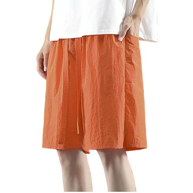 Diufon Men's Athletic Shorts Cotton Linen Drawstring Waisted Outdoor Sport Shorts Spring Summer Shorts with Pockets