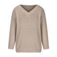 thumbnail image 3 of Qertyioot Chandails à Col en V pour Femmes Automne Mode pour Femmes et Hiver Décontracté Col Rond Manche Chandail Uni Hauts Blouse, 3 of 6