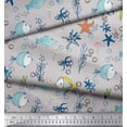 thumbnail image 3 of Soimoi Velvet Fabric Fish,Coral & Starfish Ocean Fabric Prints by Yard 58 Inch Wide, 3 of 3