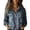Dark Blue, variant on Women's Printed Cotton Button Down Shirt, Fashion Long Sleeve Blouse with Wrinkle Resistant Comfort, Casual Fall Top for Halloween, Vacation and Travel Outfits Khaki XL