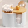 thumbnail image 1 of Contenants de Rangement pour Organisation Domestique - et Support de Bureau Rond en Bois pour Salon Distributeur de Tampons Démaquillants, 1 of 5