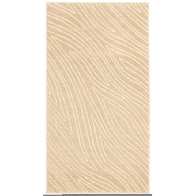 ECARPET Tapis Moderne pour Salle à Manger, Salon, Chambre Ou Salon Vector Ivoire, un Tapis Rectangulaire d'Intérieur Ivoire avec une texture Pelucheuse et un Motif Abstrait de Lignes Fluides dans des Tons Chauds et Terreux, Idéal pour les Espaces Très Passants et Adaptés aux Animaux.