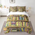 thumbnail image 2 of YST Bookcase 7 Piece Comforter Set,Cartoon Bookshelf Bedding Set for Kids Child,Shabby Bookshelf Bed in a Bag,Retro Bookrack Academic Collection Books Flat Fitted Sheet Reversible,Queen, 2 of 5