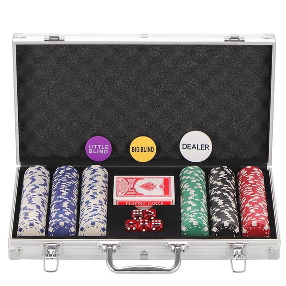 LUOBAO 300 Pcs Poker Chips Set for Texas Holdem,Clay Poker Set Blackjack,Professional Poker Kit with Aluminum Case,2 Decks Cards,Dealer Blind Buttons 5 Dice,11.5 Gram Casino Chips