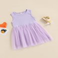 thumbnail image 3 of Robe de Princesse pour Bébé Fille Sans Manches Tricotée Patchwork Dentelle Tulle Mariage Anniversaire Fête Tutu Robe, 3 of 8