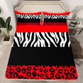 thumbnail image 2 of Erosebridal Ensemble de Draps à Imprimé Léopard Rouge pour Lit Simple, Ensembles de Literie Géométriques Format Simple, Décoration Zèbre, 3 Pcs, 2 of 7