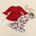 thumbnail image 3 of MesaSe Toddler Baby Girls Spring Princess Flare Pants Set O-Neck Ruffles Tops + Bell Bottom Pants Headband, 3 of 6