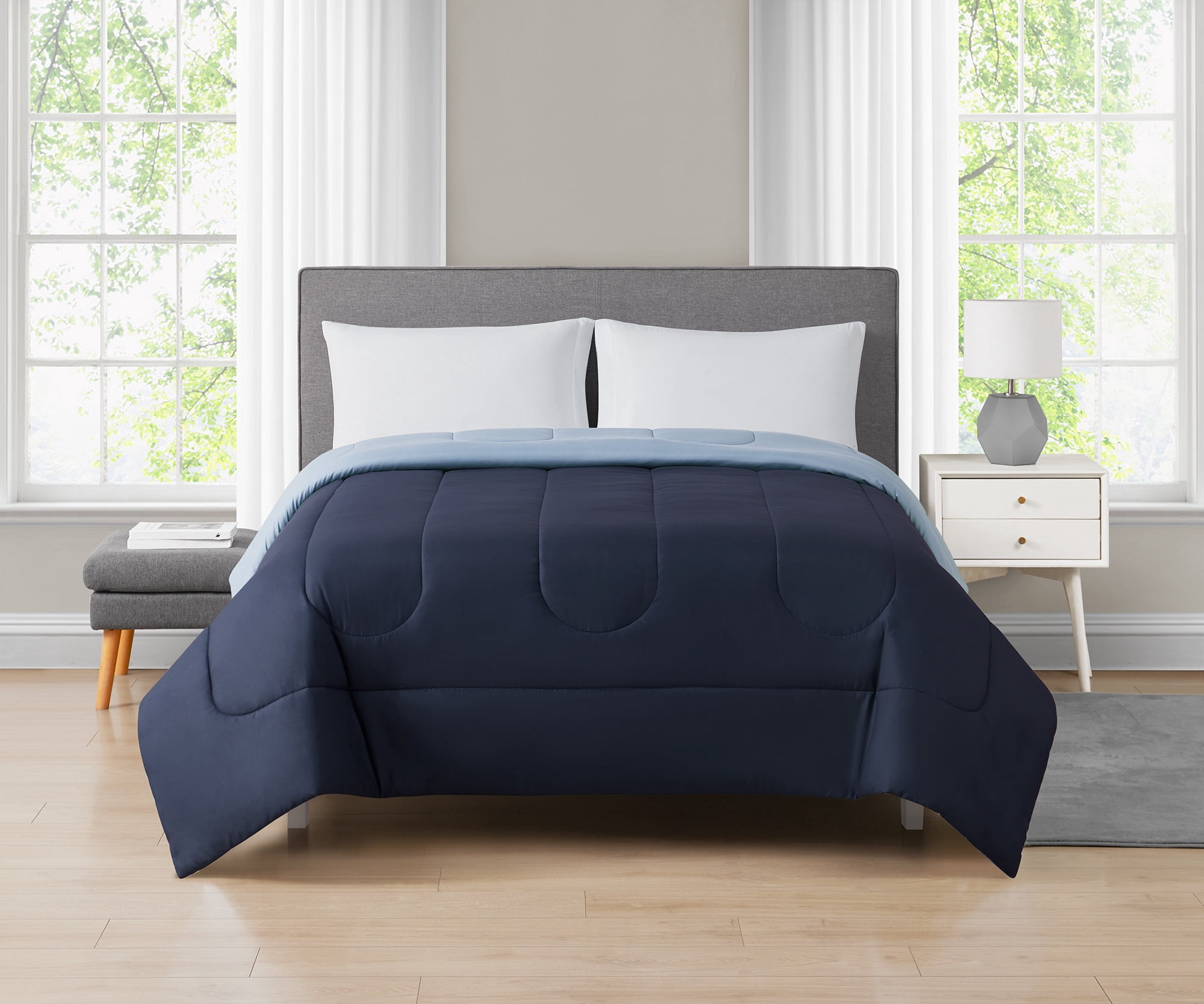 Mainstays Navy Reversible Comforter Double/Queen