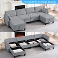thumbnail image 1 of Puremind 6 Piece Modular Sectional Sofa with Movable Ottoman, U/L Shaped Sectional Couch with Storage, Convertible Sleeper Sofa for Living Room/Apartment, Light Gray, 1 of 6