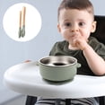thumbnail image 5 of Btomtd Ensemble de Couverts pour Enfants Bol Silicone de Qualité Alimentaire Doublure Intérieure en Acier Inoxydable Bol Alimentaire Ensemble de Trois Pièces, Vert Armée, 5 of 5