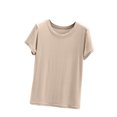 thumbnail image 2 of Weiqiqre T-Shirt à Col Rond pour Femme à Manches Courtes Ajusté T-Shirt Mince Uni Haut de Pyjama Pyjama à Manches Courtes, 2 of 8