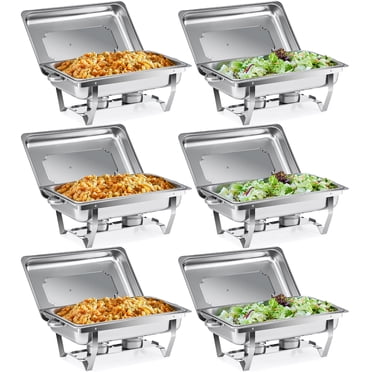 Ensemble de 6 Chafers Chafing Dish 9 L/8 Q Poêles en Acier Inoxydable Traiteur Format Double