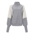thumbnail image 3 of FAIWAD Womens Casual Mock Neck Sweatshirt Puff Long Sleeve Patchwork Pullover Loose Workout Tops, 3 of 4
