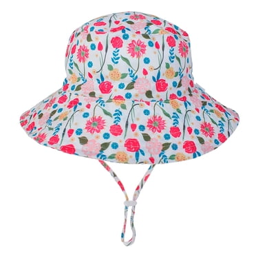 Pisexur Chapeau de Soleil pour Bébé Imperméable, Chapeau de Soleil pour Bébé Fille Chapeaux d'Été de Plage avec UPF 50+ Tout-Petit Nourrisson avec Grand Bord Sangle Chapeau Bob d'Extérieur