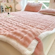 Vacemry Milk Flannel Mattress, Non Slip Warm Mattress Topper, Polyester Fabric Mattress Cover for Bed Sofa Futon Floor Guest Room, Upholstery Facecloth Mattress Pad