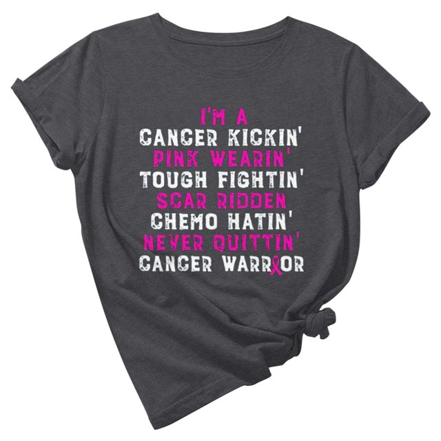TIMIFIS Breast Cancer Awareness Shirts for Women Work Tops Short Sleeve Out Blouse Breast Awareness Letter Print Shirt T-Shirt Tops In OctoberFall/Winter