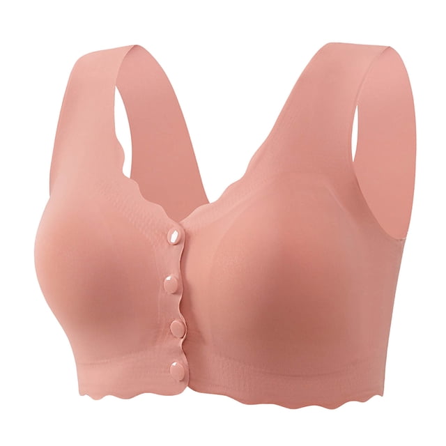 Timegard Plus Size Bras for Women Back Smoothing Front Closure Full Support Wireless Comfy Sleep Bras