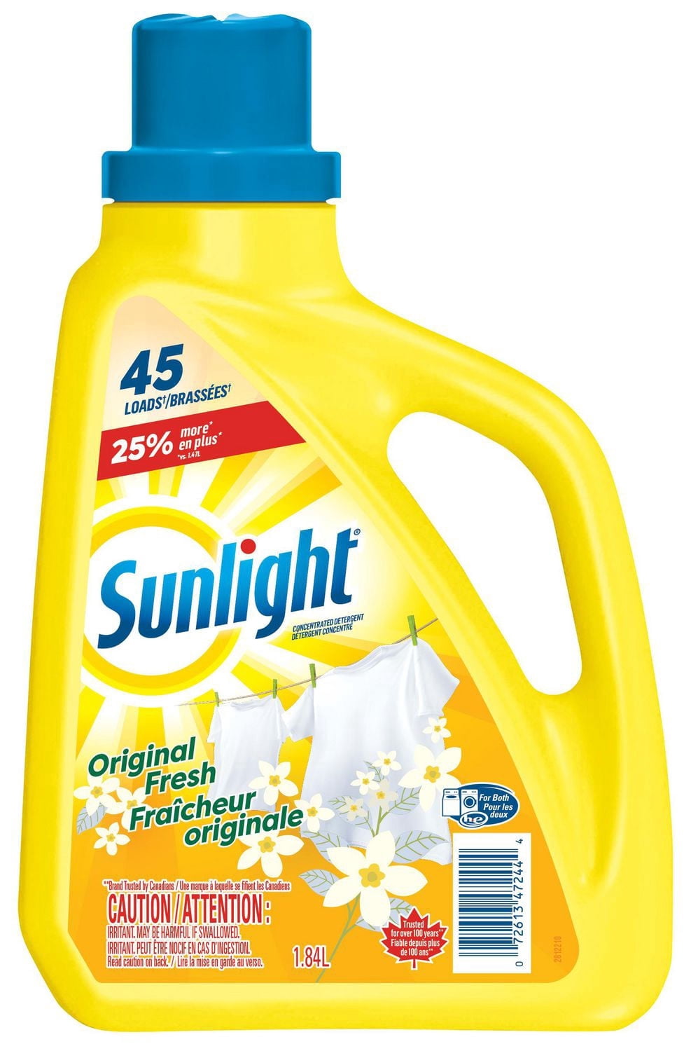 Sunlight Original Fresh Concentrated Liquid Laundry Detergent, 1.84 Litres, 45 Washloads