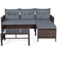 thumbnail image 4 of Gymax Ensemble de Meubles d'Extérieur en Rotin 3 Pcs Ensemble de Canapé de Patio avec Coussin, 4 of 10