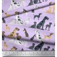 thumbnail image 2 of Soimoi Violet Moss Tissu Georgette Mélange Tissu Imprimé Chien au Mètre 44 Pouces de Large, 2 of 3