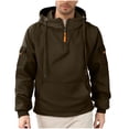 thumbnail image 1 of Lyrcatrment Mens Fleece Heavyweight Hoodies 1/4 Zip Drawstring Outdoor Sweatshirts with Multi Pockets, 1 of 7