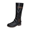 thumbnail image 2 of EGNMCR Bottes d'Hiver pour Femmes Chaussures de Mode pour Femmes Bottes Western Rétro Bottes Décontractées Chaudes à Talons Bas Bottes Mi-Mollet, 2 of 6