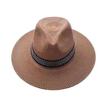Mens Ladie Foldable Straw Panama Style Sun Hat Summer Beach Floppy Cap 2024 R8I1