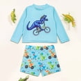 thumbnail image 2 of Swim Trunks Baby Boys 2 Pieces Boy Surf Swimsuit Long Sleeve Cartoon Color Block Swimwear Spring Bathing Suits For Kid 2-3T, 2 of 7