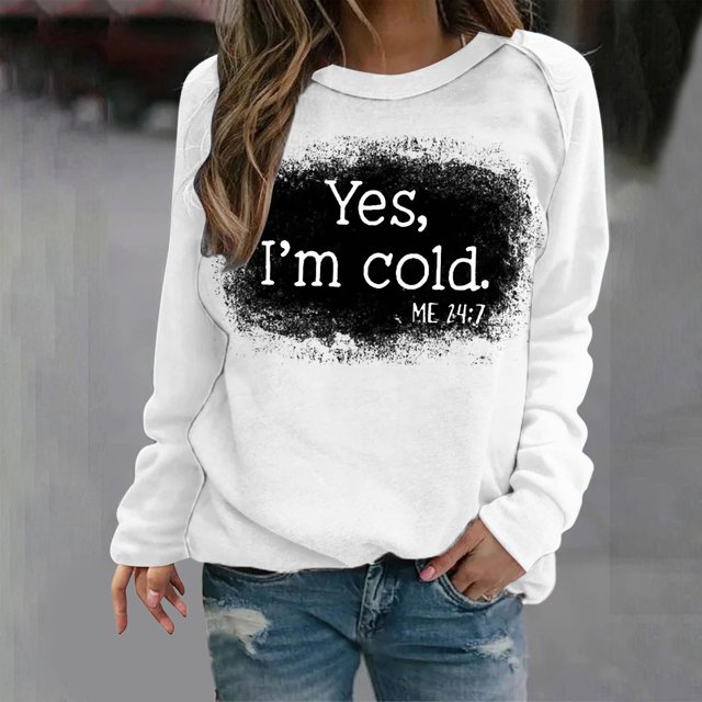 50% de Réduction sur le T-shirt Imprimé Oversized Sweatshirt for Women 2023 Manches Long Chemisier Col Rond Casual Tops Sweatshirt