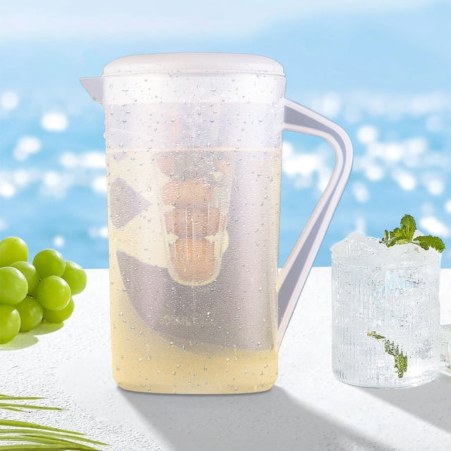2.5L Plastic Pitcher with Filter and Measurement Markings | Cold Beverage Dispenser for Coffee Tea Shops | Food Grade Commercial Drink Jug for Milk Tea Iced Coffee and Restaurant Use