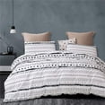 thumbnail image 1 of 2 Pcs Twin Boho Duvet Cover, Black Geometric Pattern Printed on White Soft Mircofiber Bohemian Comforter Cover Bedding Set, 1 of 6