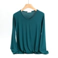 thumbnail image 2 of MeetoTime Women's Long Sleeve Shirts Soft Lightweight Undershirts V-Neck Slim Tees Basic Layer Pullover Tops, 2 of 5
