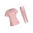 thumbnail image 4 of facefd Female Scrub Set Nurse v neckline Machine Washable Short Sleeves Suit S Pink, 4 of 8