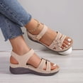 thumbnail image 4 of Cameland Summer New Foreign Trade Large Size Wedge With Fish Mouth Solid Color Large Size One Line Buckle Beach Sandals, 4 of 6
