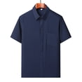 thumbnail image 2 of SROBPTY Haut d'Été pour Homme, Chemises à Manches Courtes pour Hommes, Mode Homme Confortable Uni à Manches Courtes Col Rabattu Régulier Décontracté Bleu Marine, TTTG, 2 of 3